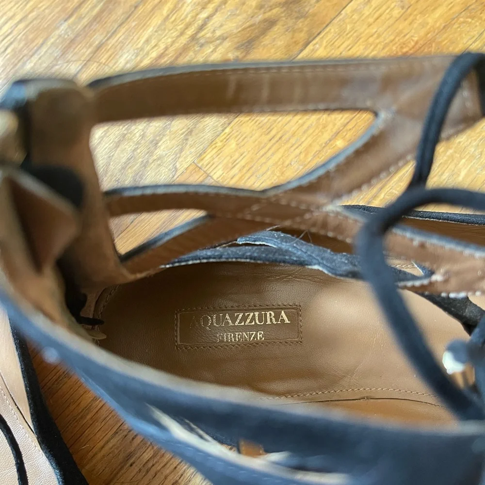 Aquazzura Belgravia black lace up flats sz 42 - Picture 5 of 9